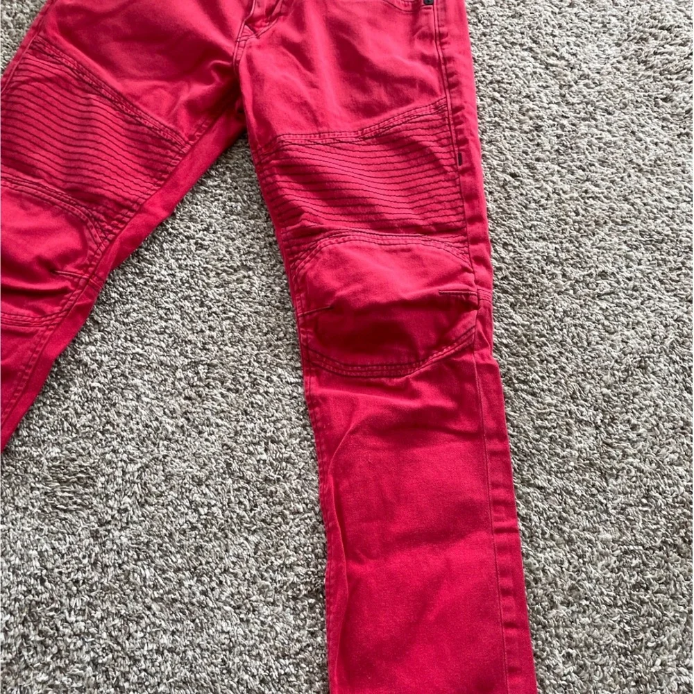 True Religion Y2K Moto Jeans Mens Size 32‎ Red Bikercore McBling Streetwear